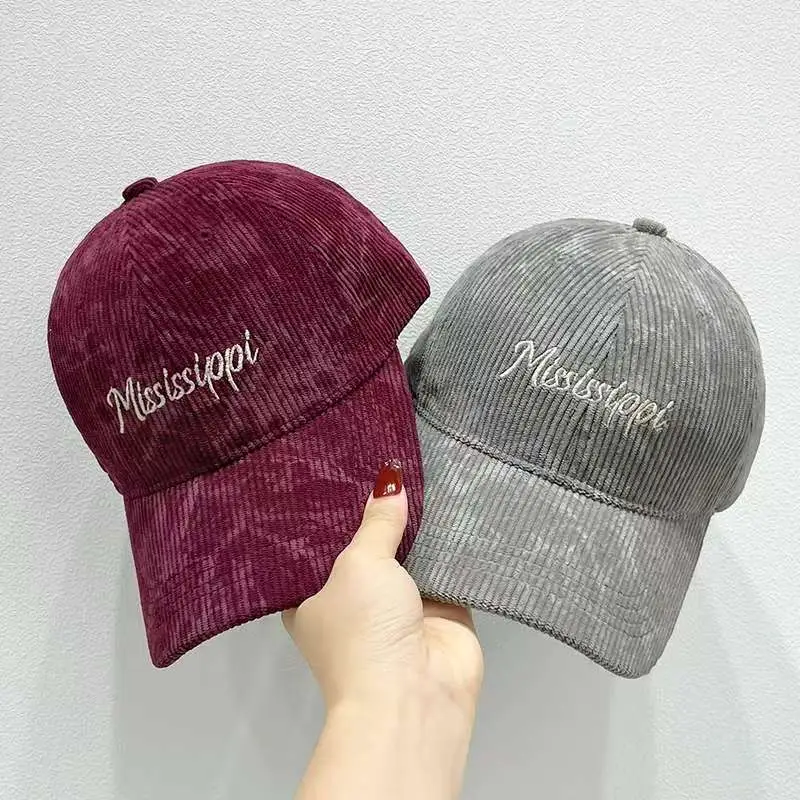 American Retro Corduroy Cap Men Maroon Gray Sunshade - Image 10