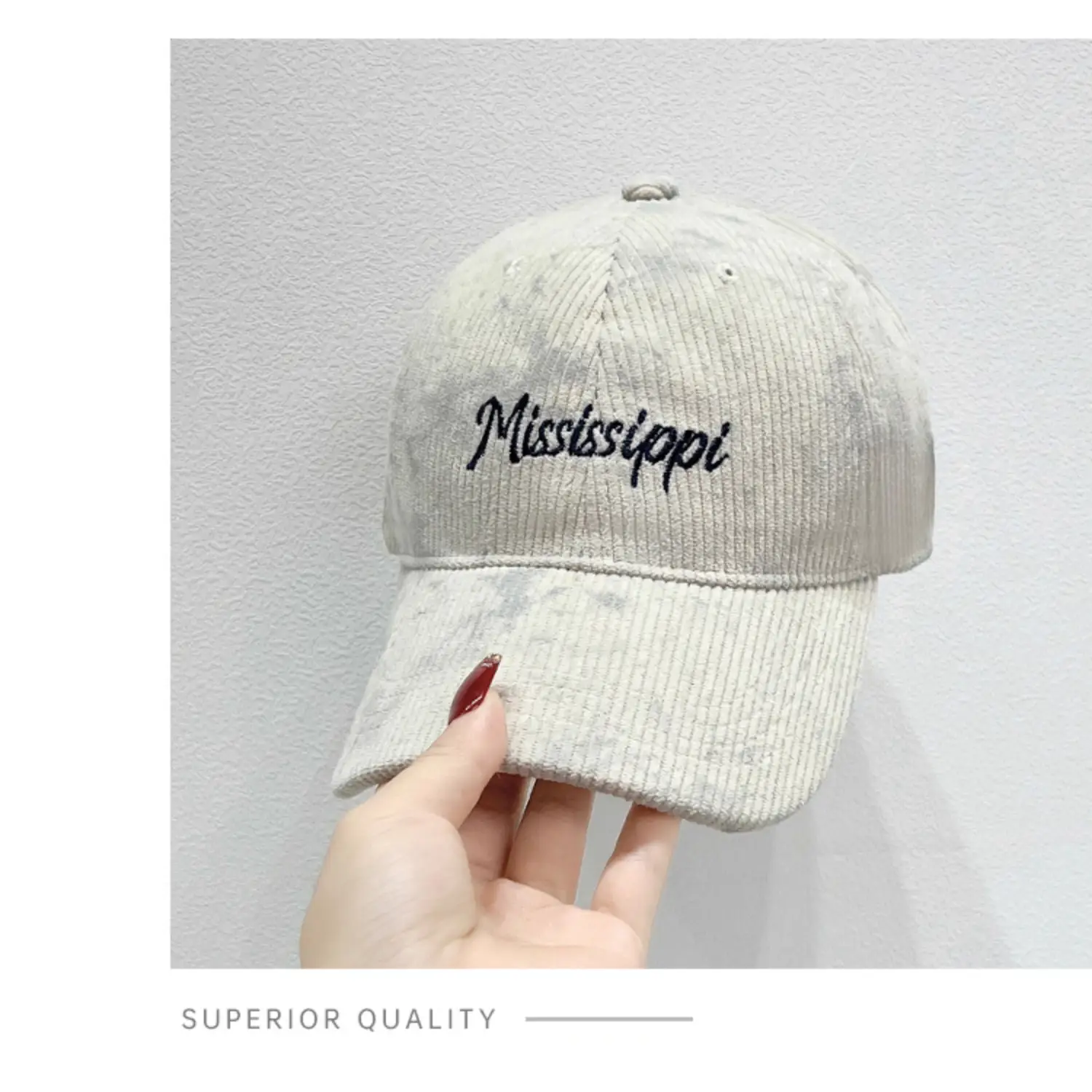 American Retro Corduroy Cap Men Maroon Gray Sunshade — feature 8