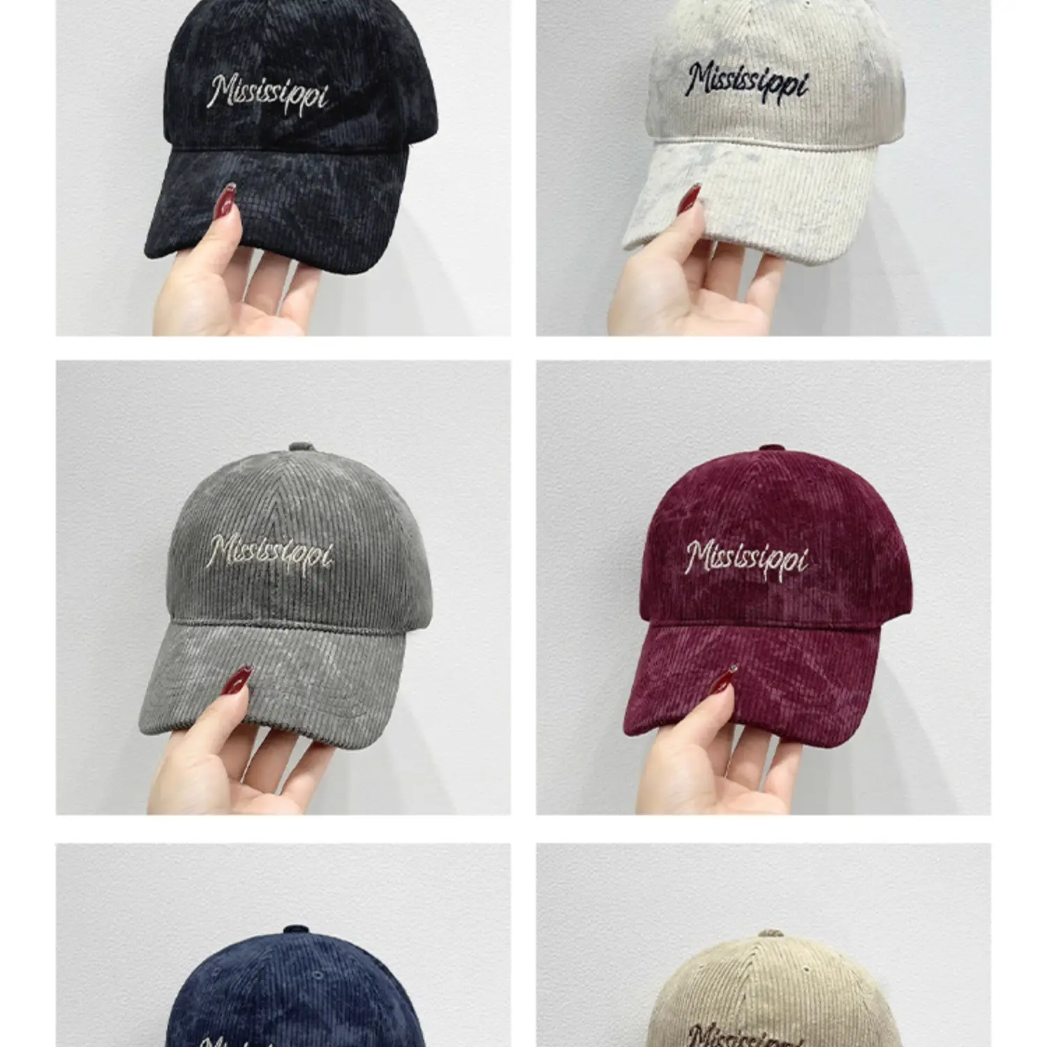 American Retro Corduroy Cap Men Maroon Gray Sunshade — feature 9