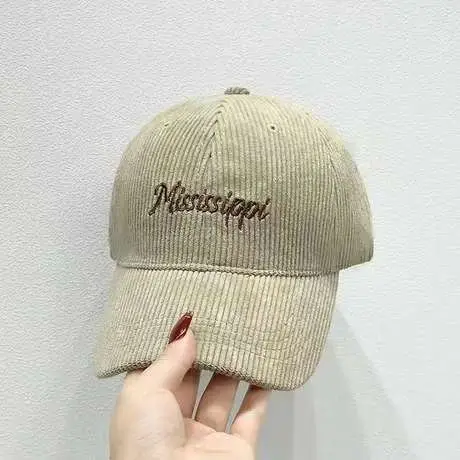 American Retro Corduroy Cap Men Maroon Gray Sunshade - Image 3
