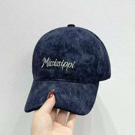 American Retro Corduroy Cap Men Maroon Gray Sunshade - Image 5
