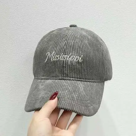 American Retro Corduroy Cap Men Maroon Gray Sunshade - Image 6