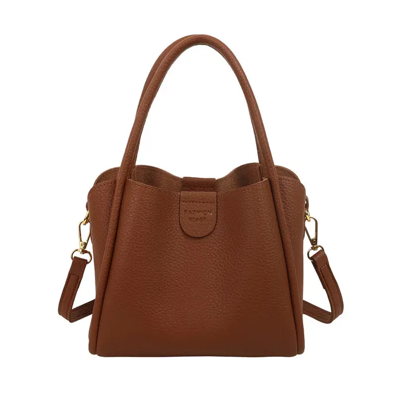 Women Bucket Bag Brown Leather Shoulder Crossbody 2025 - Image 6