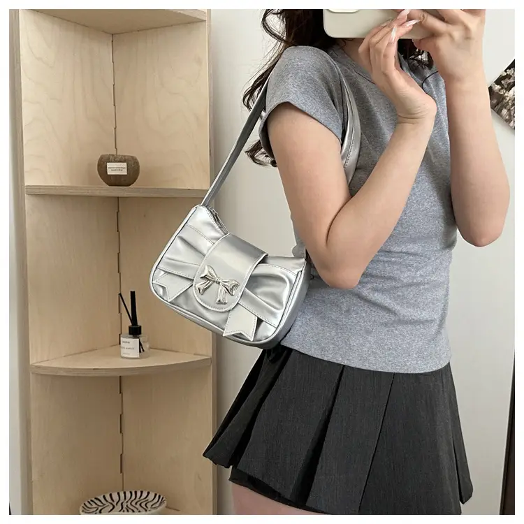 White Korean Style Bow Shoulder Bag for Women — feature 21