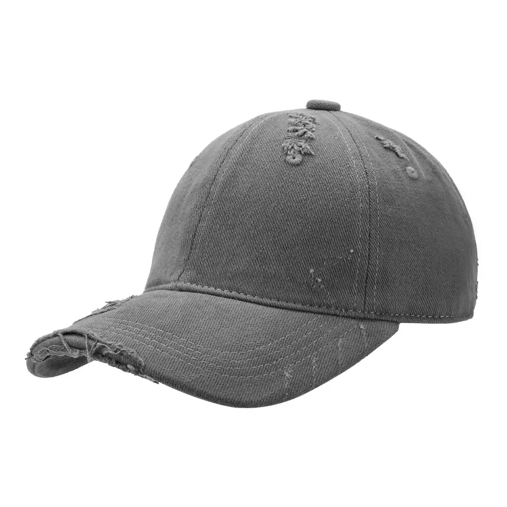Black Baseball Cap with Frayed Details - Image 3