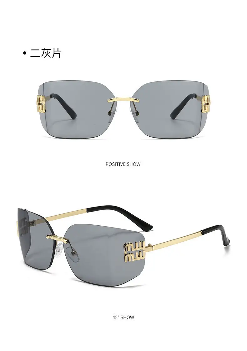 Women Cross-Border Frameless Sunglasses Brown Gold — feature 12