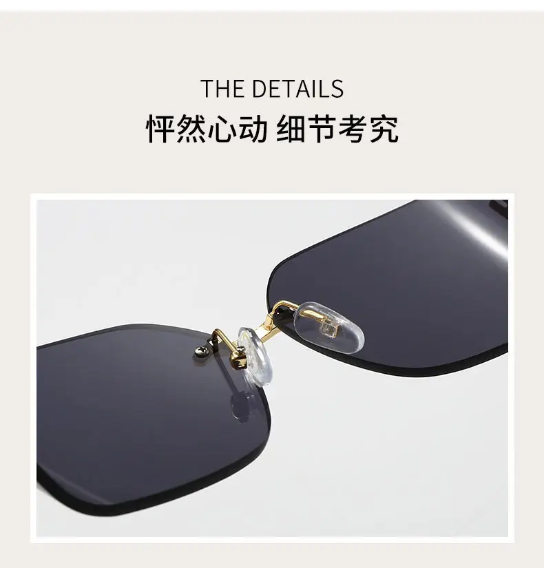 Women Cross-Border Frameless Sunglasses Brown Gold — feature 3
