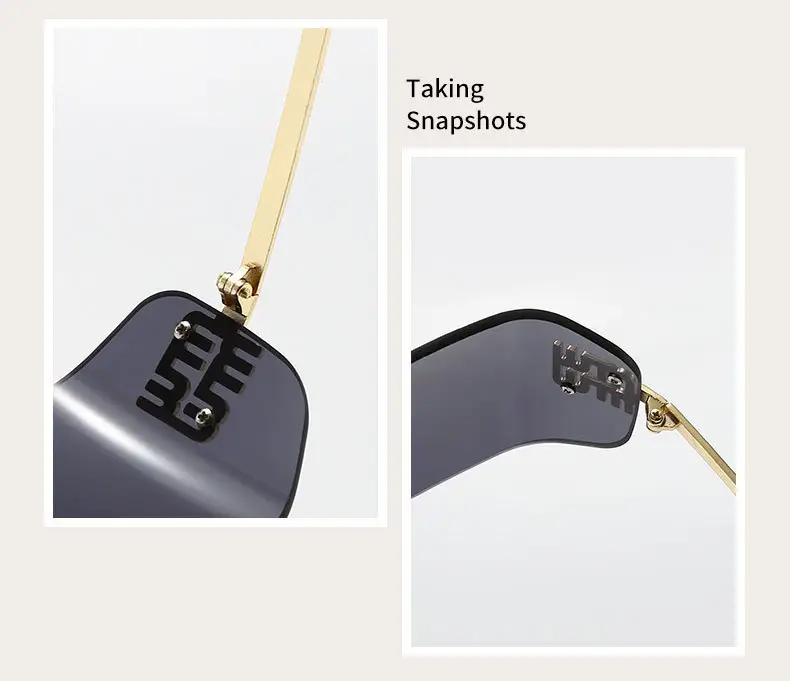 Women Cross-Border Frameless Sunglasses Brown Gold — feature 4