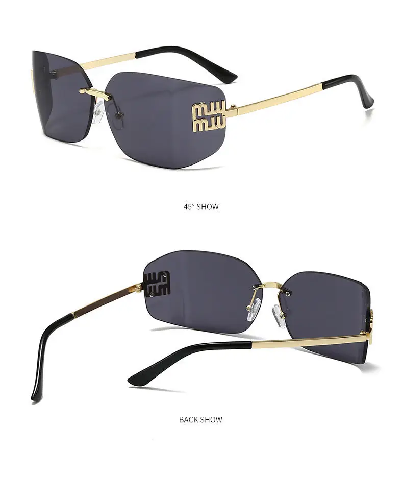 Women Cross-Border Frameless Sunglasses Brown Gold — feature 9