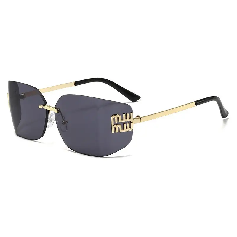 Women Cross-Border Frameless Sunglasses Brown Gold