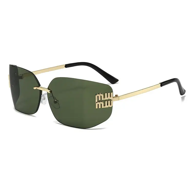 Women Cross-Border Frameless Sunglasses Brown Gold - Image 4