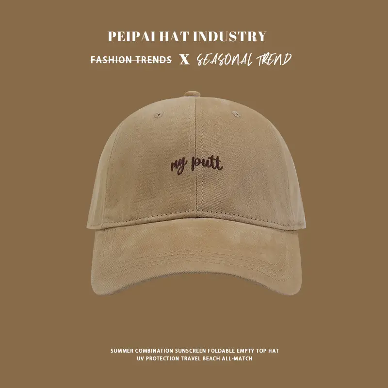 Women's Face-Slimming Sun Hat with Embroidered Letter - Image 10
