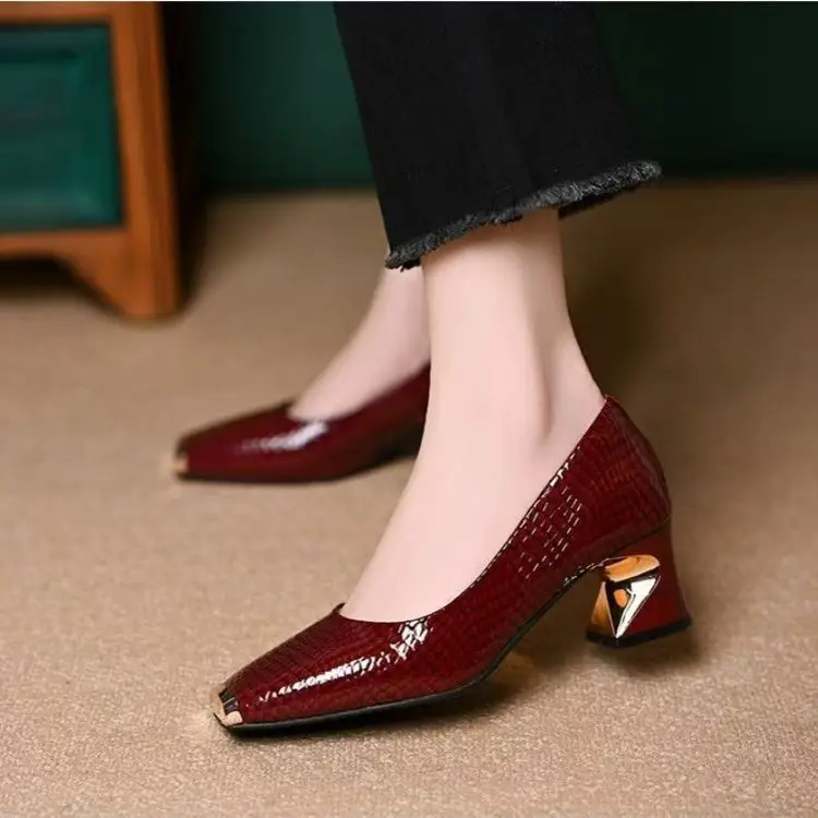 Women Square Toe Black Heel Flats 2025 - Image 5