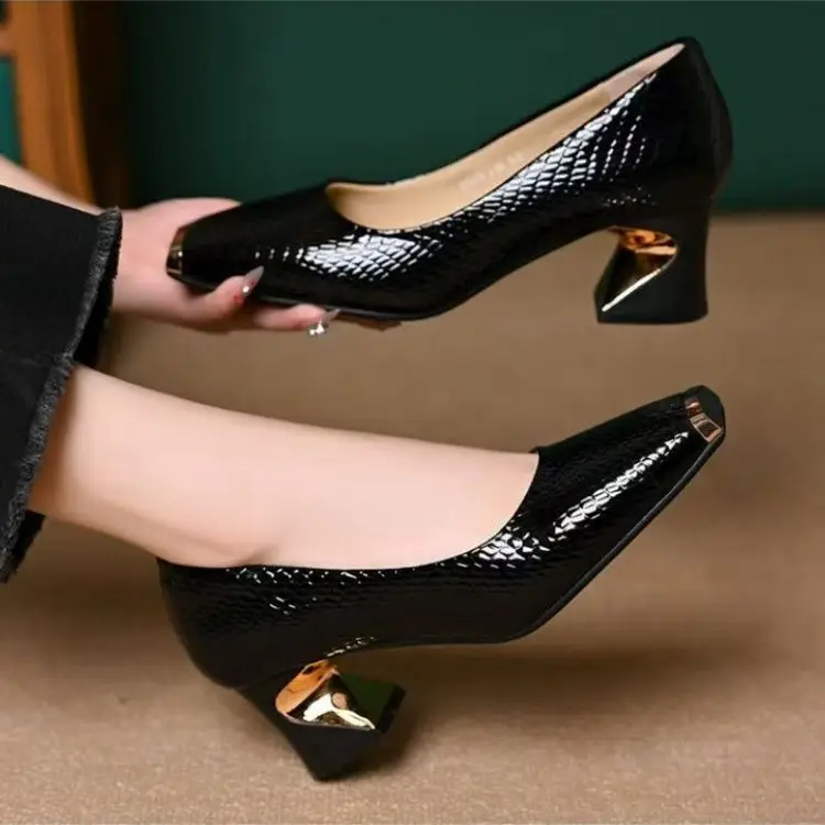 Women Square Toe Black Heel Flats 2025 - Image 6