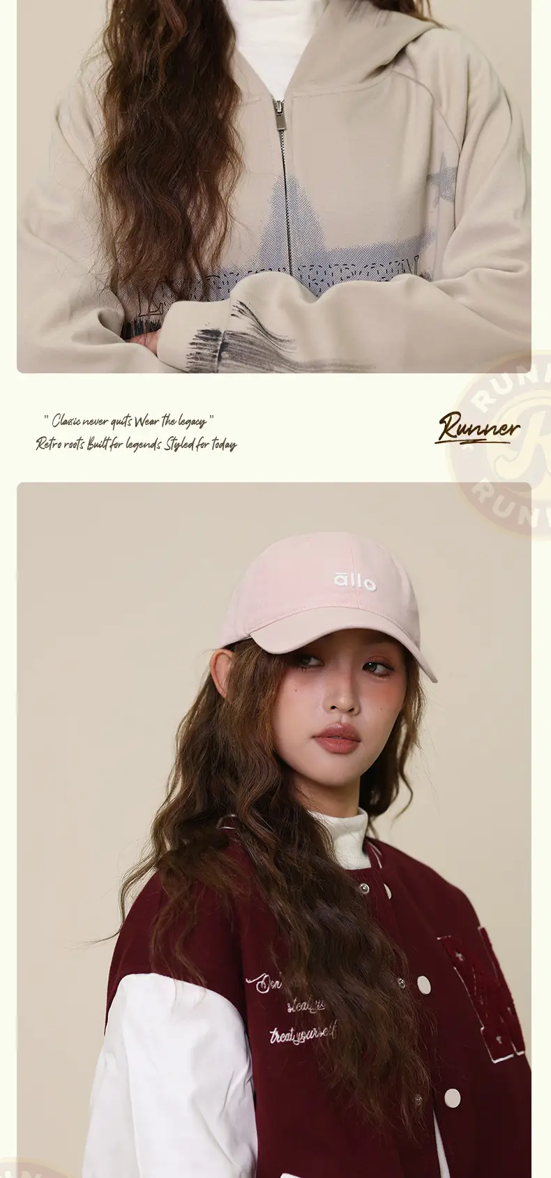 Women White Letter Baseball Cap with Hoodie — feature 15