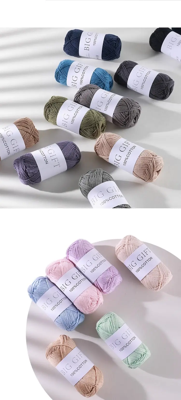 Biggift Super Soft Cotton Knitted Cotton Yarn Baby-Specific Yarn for Hand Knitting Crochet Sweaters Hand Knitting Yarn — feature 11