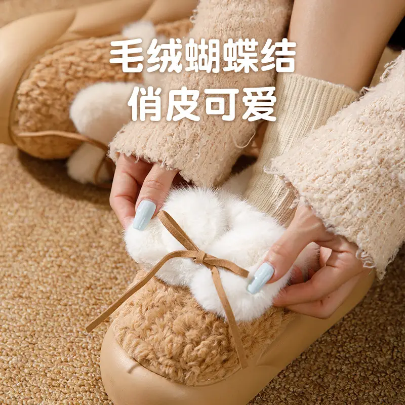 Women's Winter Velvet Furry Slippers with Heel - Image 6