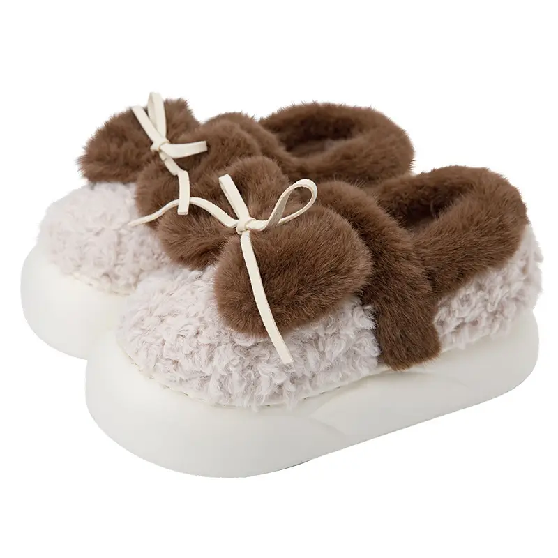 Women's Winter Velvet Furry Slippers with Heel - Image 8