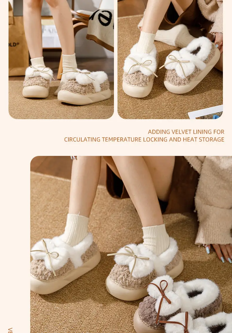 Women's Winter Velvet Furry Slippers with Heel — feature 12