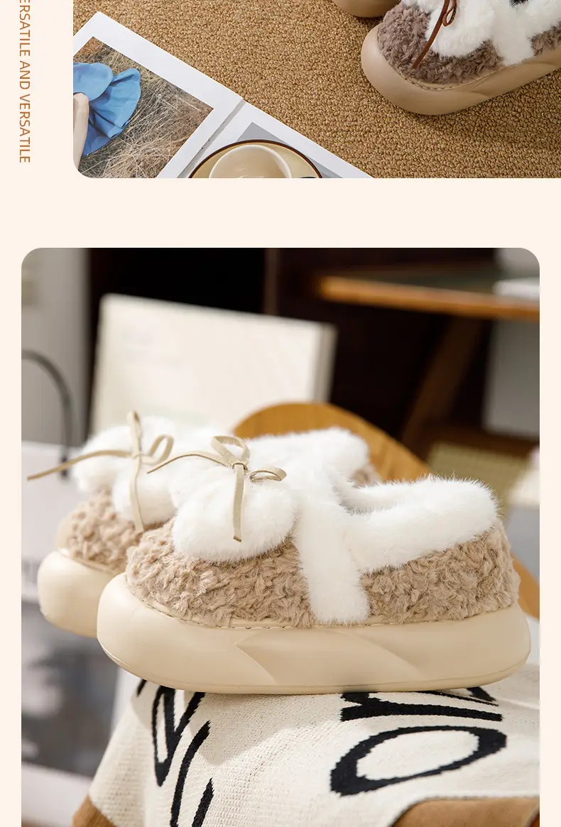 Women's Winter Velvet Furry Slippers with Heel — feature 13