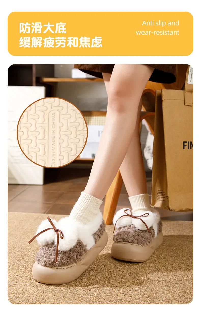 Women's Winter Velvet Furry Slippers with Heel — feature 8
