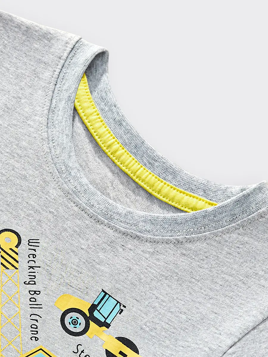 Spring Cotton T-Shirt for Boys 2025 Round Neck European Medium