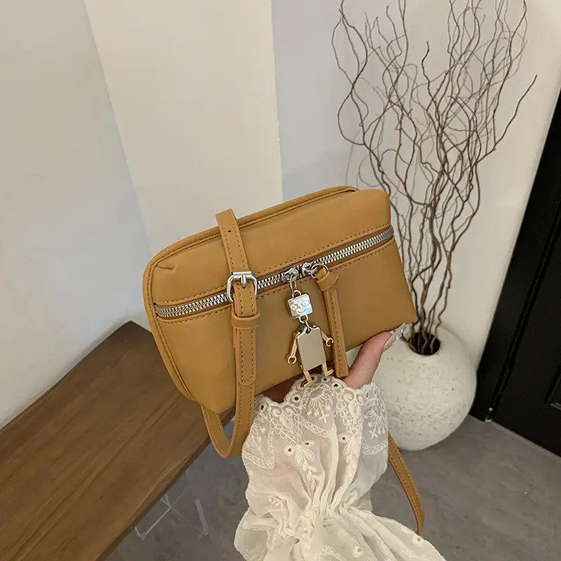 Women's Cream Crossbody Bag with Chain Strap