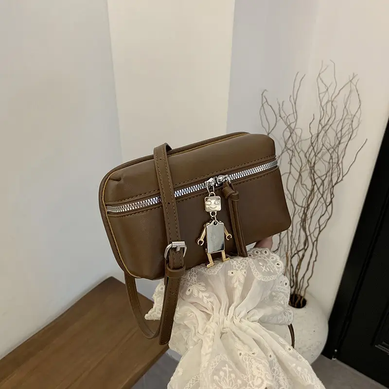 Women's Cream Crossbody Bag with Chain Strap