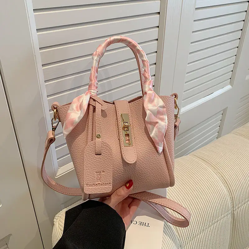 Women's Pink Leather Shoulder Bag with Bow - Image 7