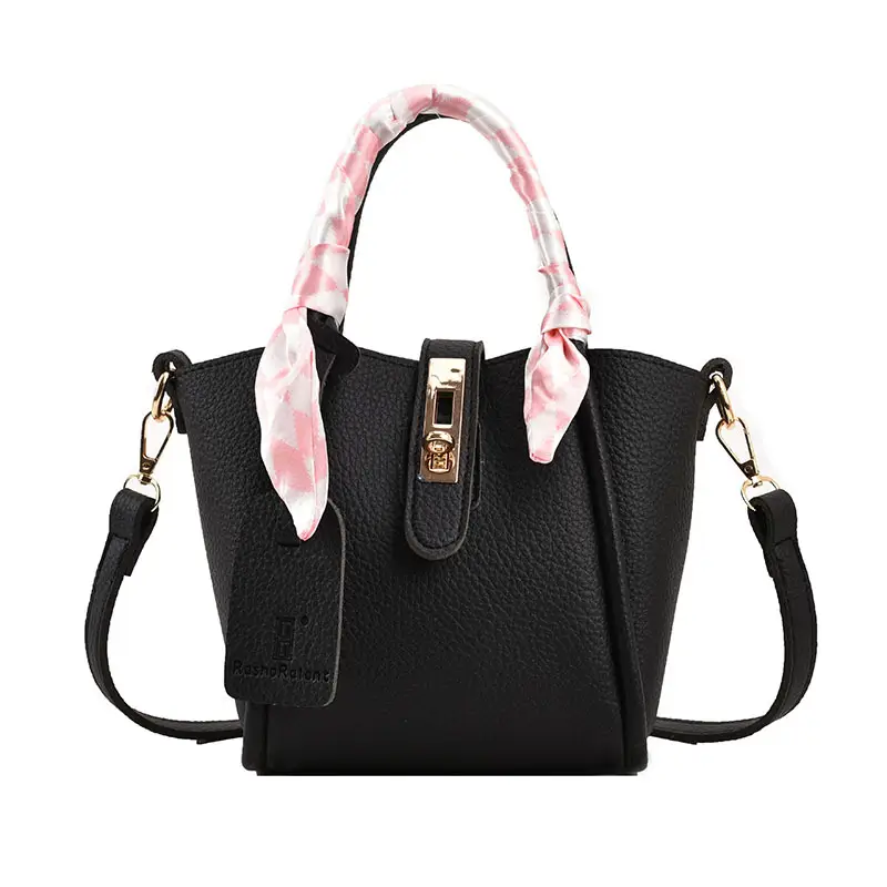 Women's Pink Leather Shoulder Bag with Bow - Image 9