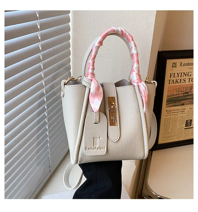 Women's Pink Leather Shoulder Bag with Bow — feature 11