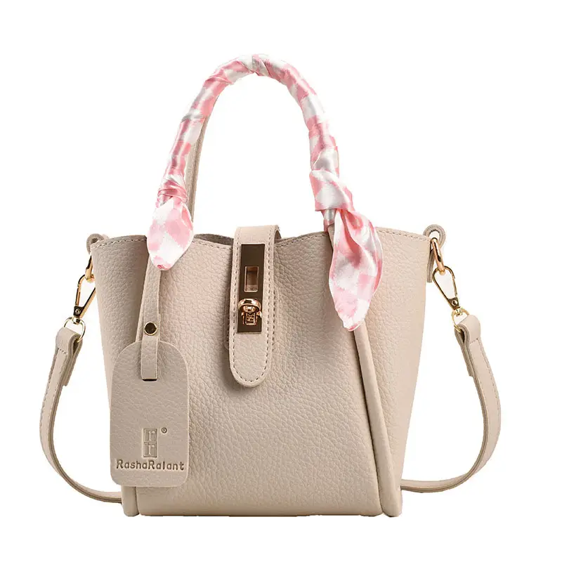 Women's Pink Leather Shoulder Bag with Bow - Image 3