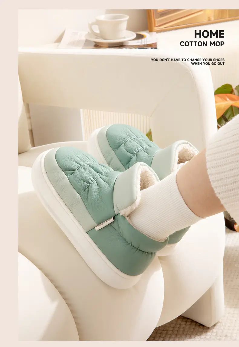 Women's Winter Cotton Slippers with PU Heel Cover — feature 11