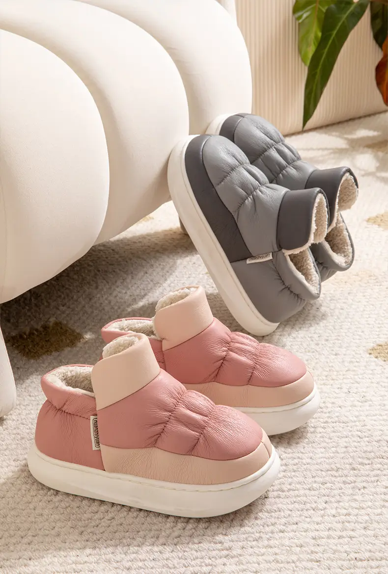 Women's Winter Cotton Slippers with PU Heel Cover — feature 13