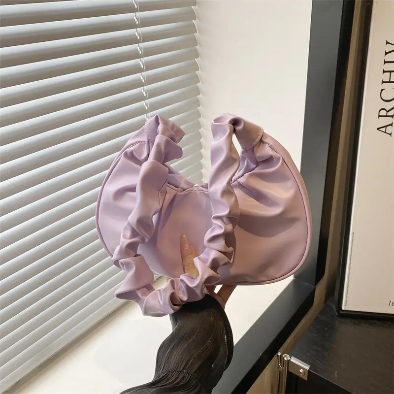 Candy Color Pleated Underarm Bag Women 2025 Summer
