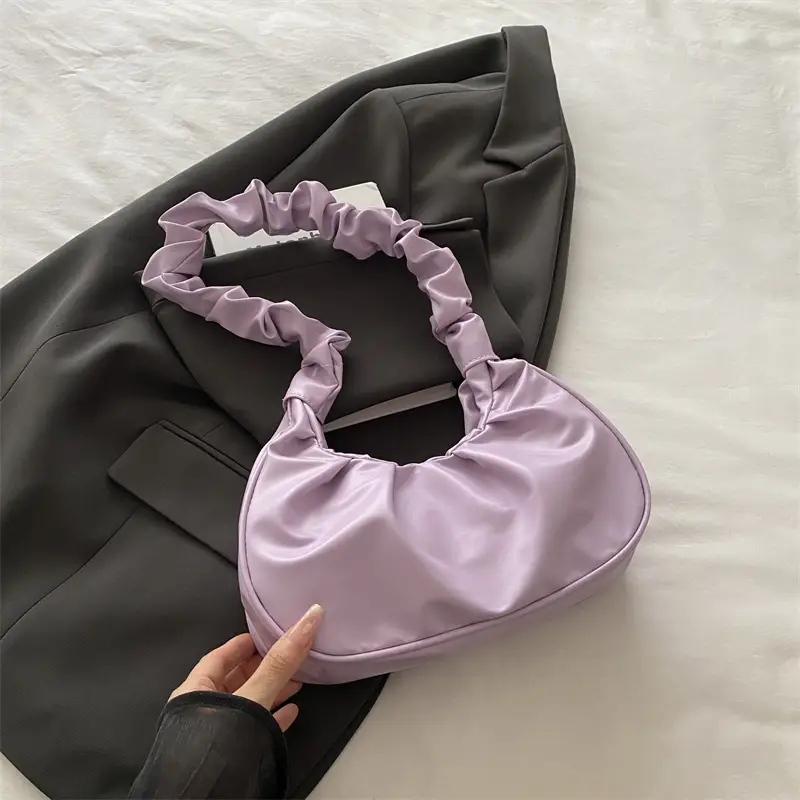 Candy Color Pleated Underarm Bag Women 2025 Summer