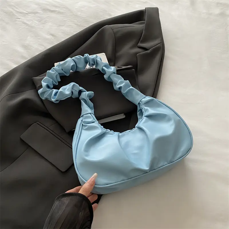 Candy Color Pleated Underarm Bag Women 2025 Summer