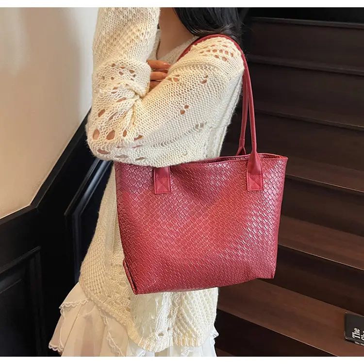 Red Korean Fashion Large Shoulder Tote Bag for Women — feature 10