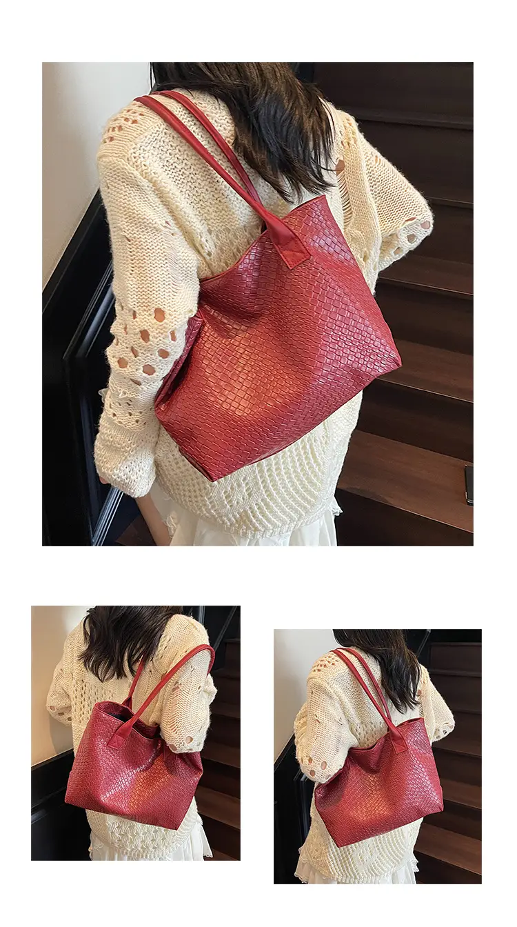 Red Korean Fashion Large Shoulder Tote Bag for Women — feature 19