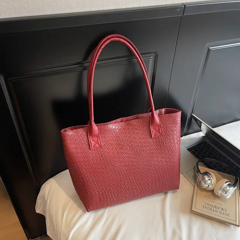 Red Korean Fashion Large Shoulder Tote Bag for Women - Image 2