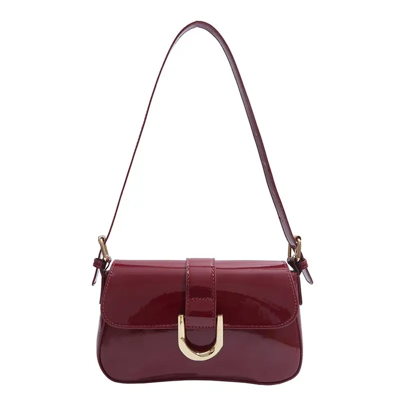 Women's 2-Piece Shoulder Bag Set Red Black Leather - Image 8