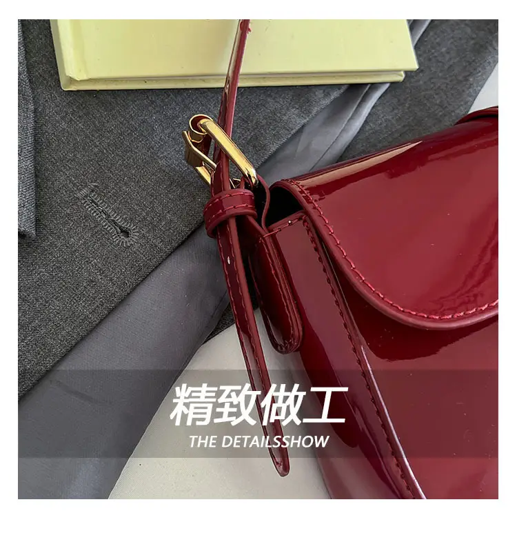 Women's 2-Piece Shoulder Bag Set Red Black Leather — feature 6