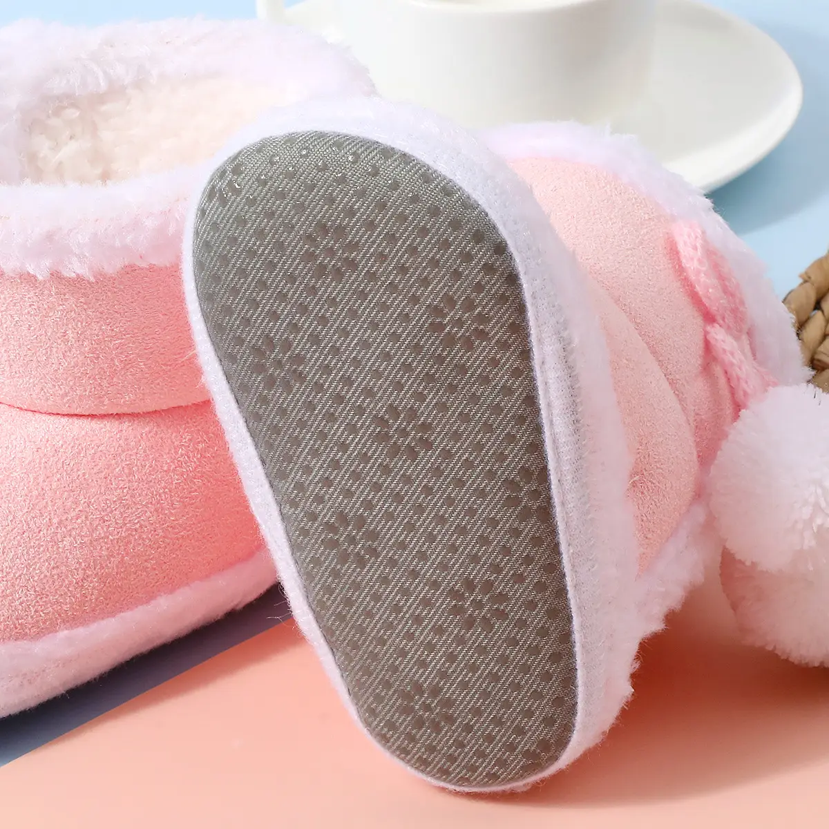 Pink Baby Soft-Soled High-Top Shoes for Kids 0-12 Months