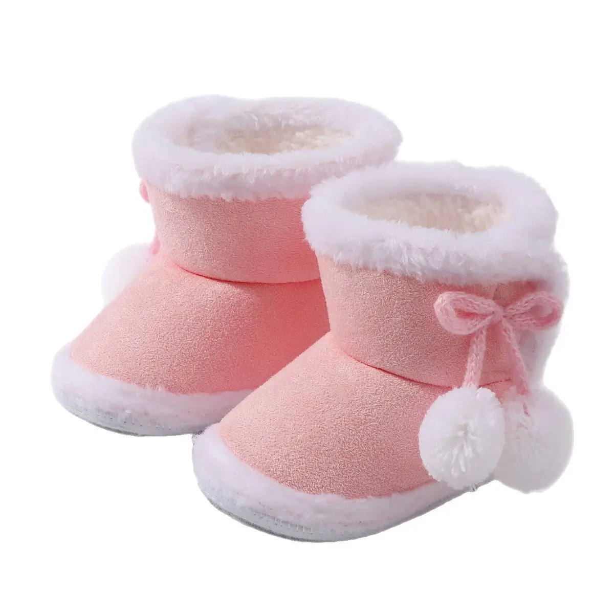 Pink Baby Soft-Soled High-Top Shoes for Kids 0-12 Months