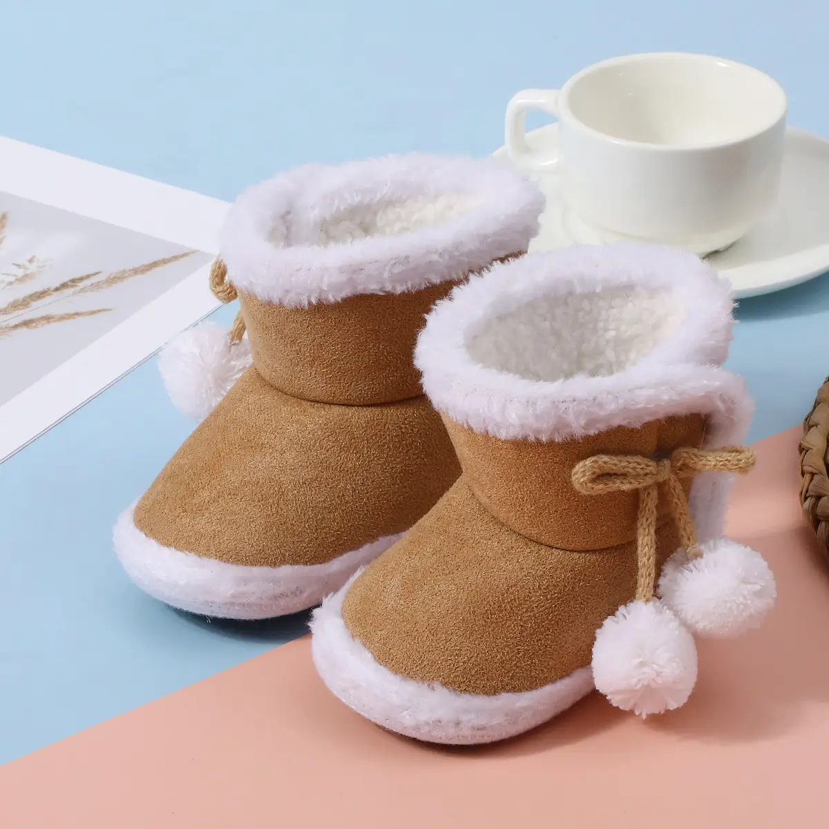 Pink Baby Soft-Soled High-Top Shoes for Kids 0-12 Months