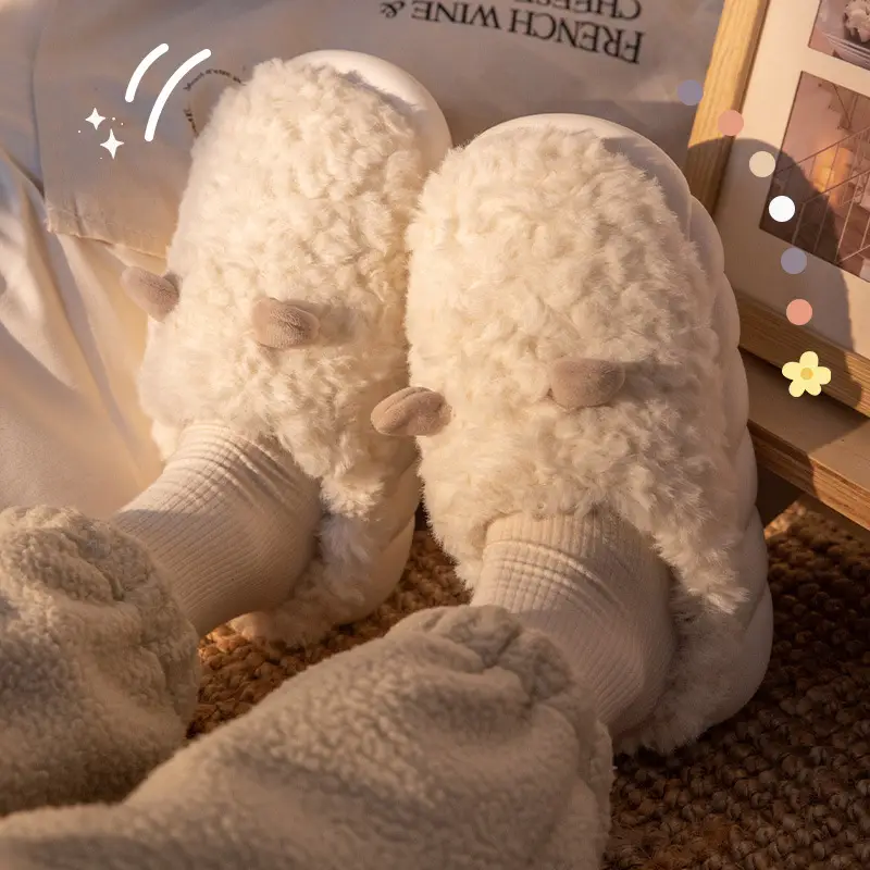 Cute Croc Slippers for Women Winter Warm Velvet