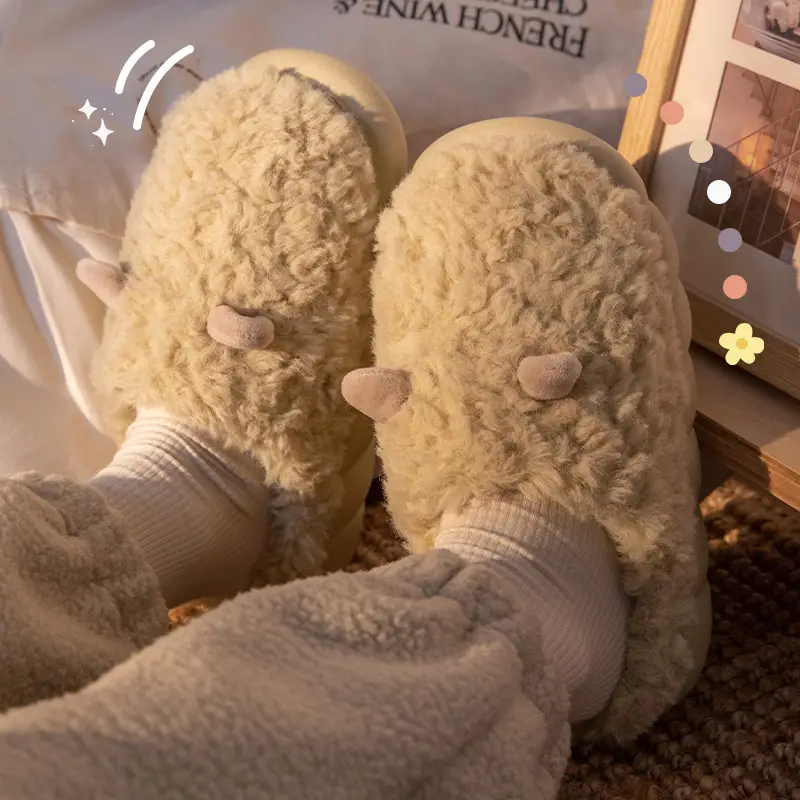 Cute Croc Slippers for Women Winter Warm Velvet