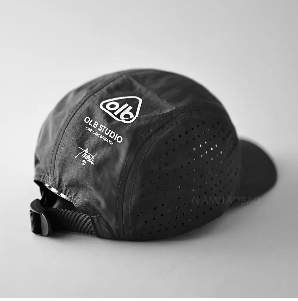 Men Black Mesh Baseball Cap with Peaked Design - Image 2