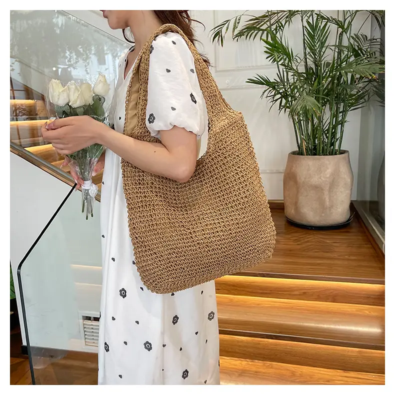 New Commuter Woven Bag Large Capacity Beach Style Straw Bag — feature 11