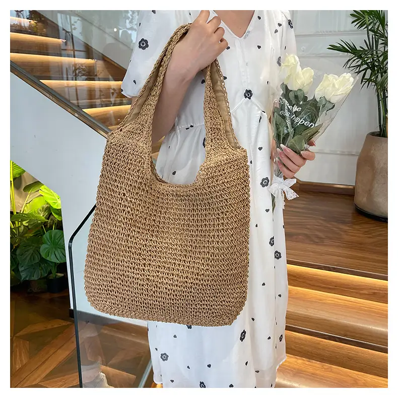 New Commuter Woven Bag Large Capacity Beach Style Straw Bag — feature 13